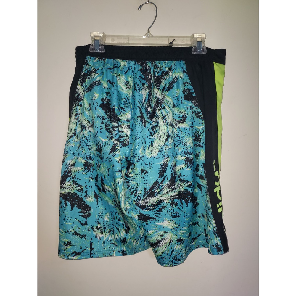 Adidas Mens Swim Trunks Medium 10" Board Shorts Mesh Lined Multi Black Green - Picture 6 of 9